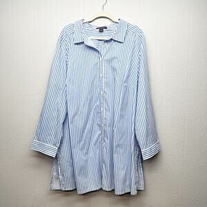 Roaman's Striped Shirt Dress Womens 20W Beachy Coastal Nautical Relaxed Comfort